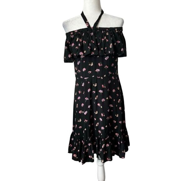 Jill Jill Stuart Womens Floral Laura Off Shoulder Dress Black Floral SZ 6 - Picture 1 of 16
